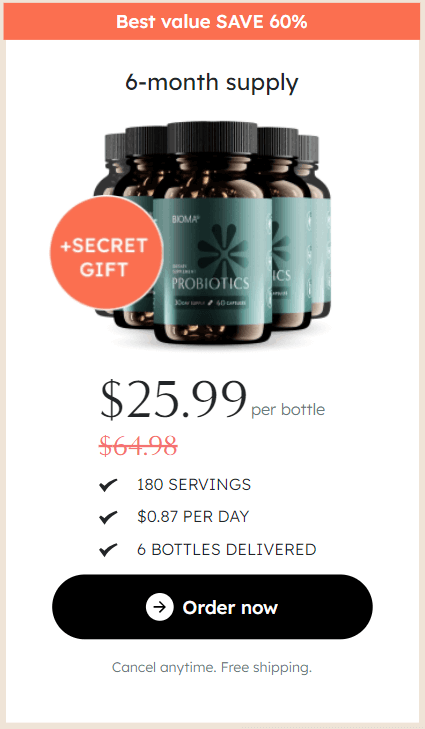 bioma probiotic 6 bottles price
