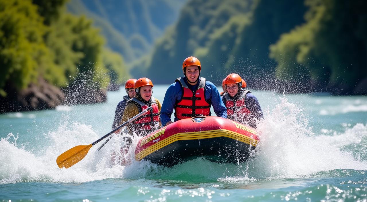 Ben Jackson whitewater rafting in New Zealand.
